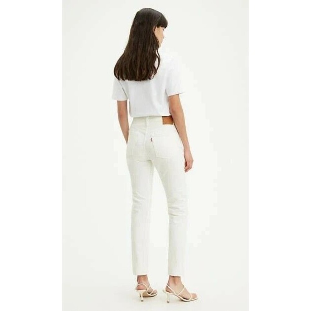 LEVI'S premium  WOMEN'S SIZE 25x28 501 WHITE Destressed SKINNY BUTTON FLY JEANS